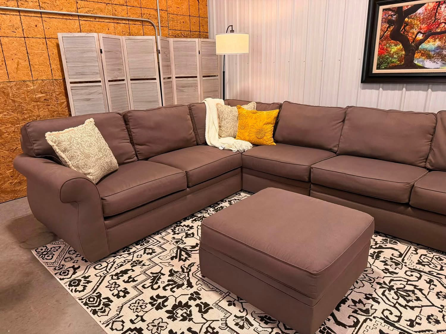 Extra Large 6 Piece Taupe Sectional + Storage Ottoman