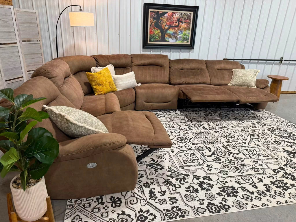 6 Piece Brown Power Reclining Modular Sectional
