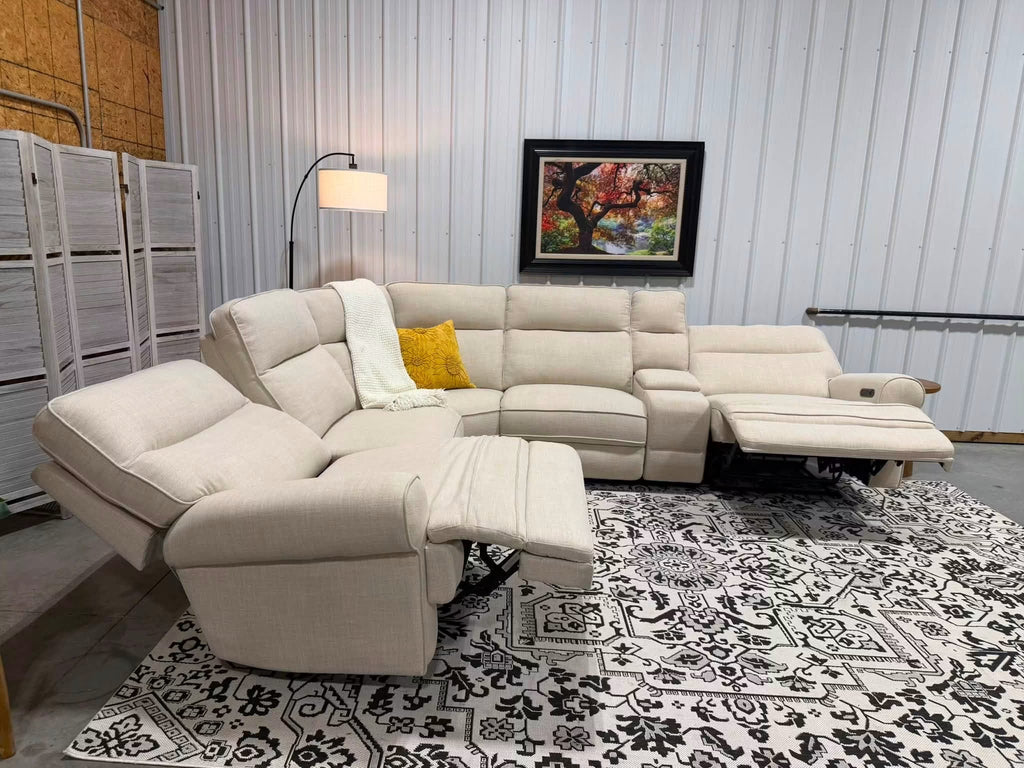 6 Piece Cream Power Reclining Modular Sectional by American Signature