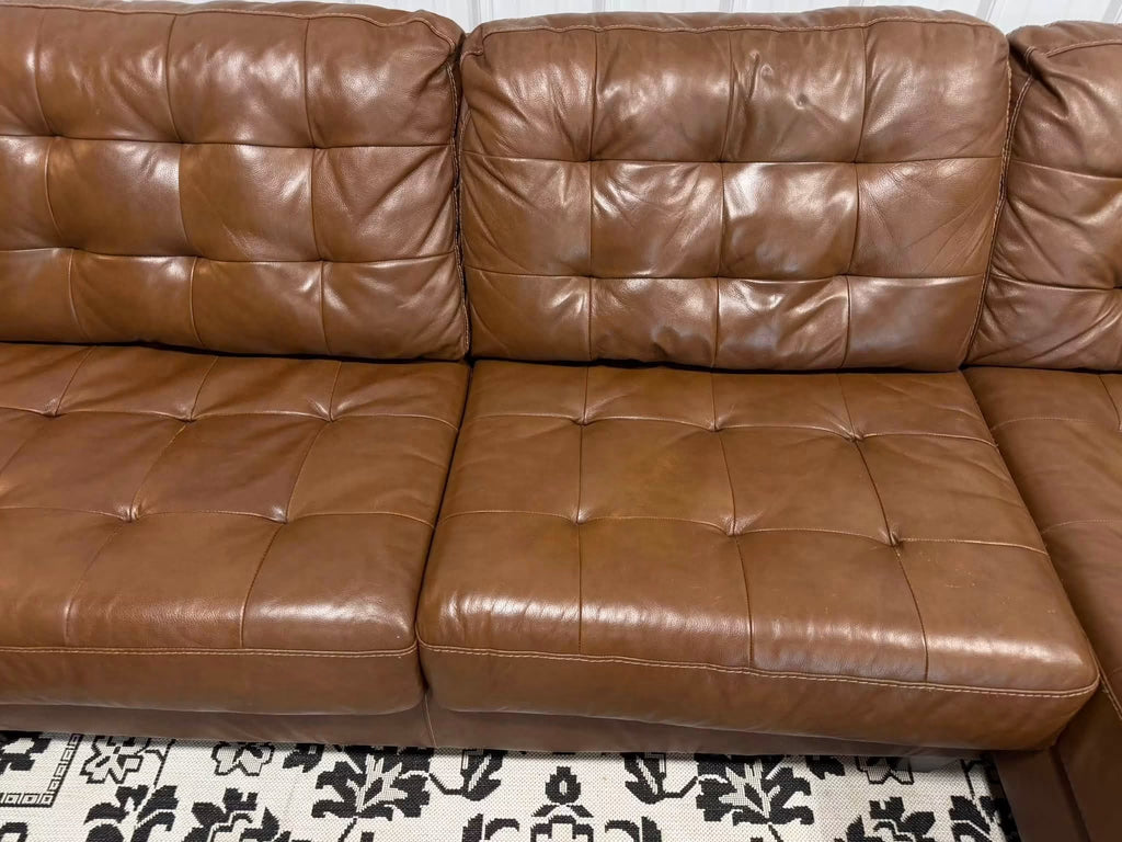 4 Piece Cognac Genuine Leather Sectional w/ Chaise