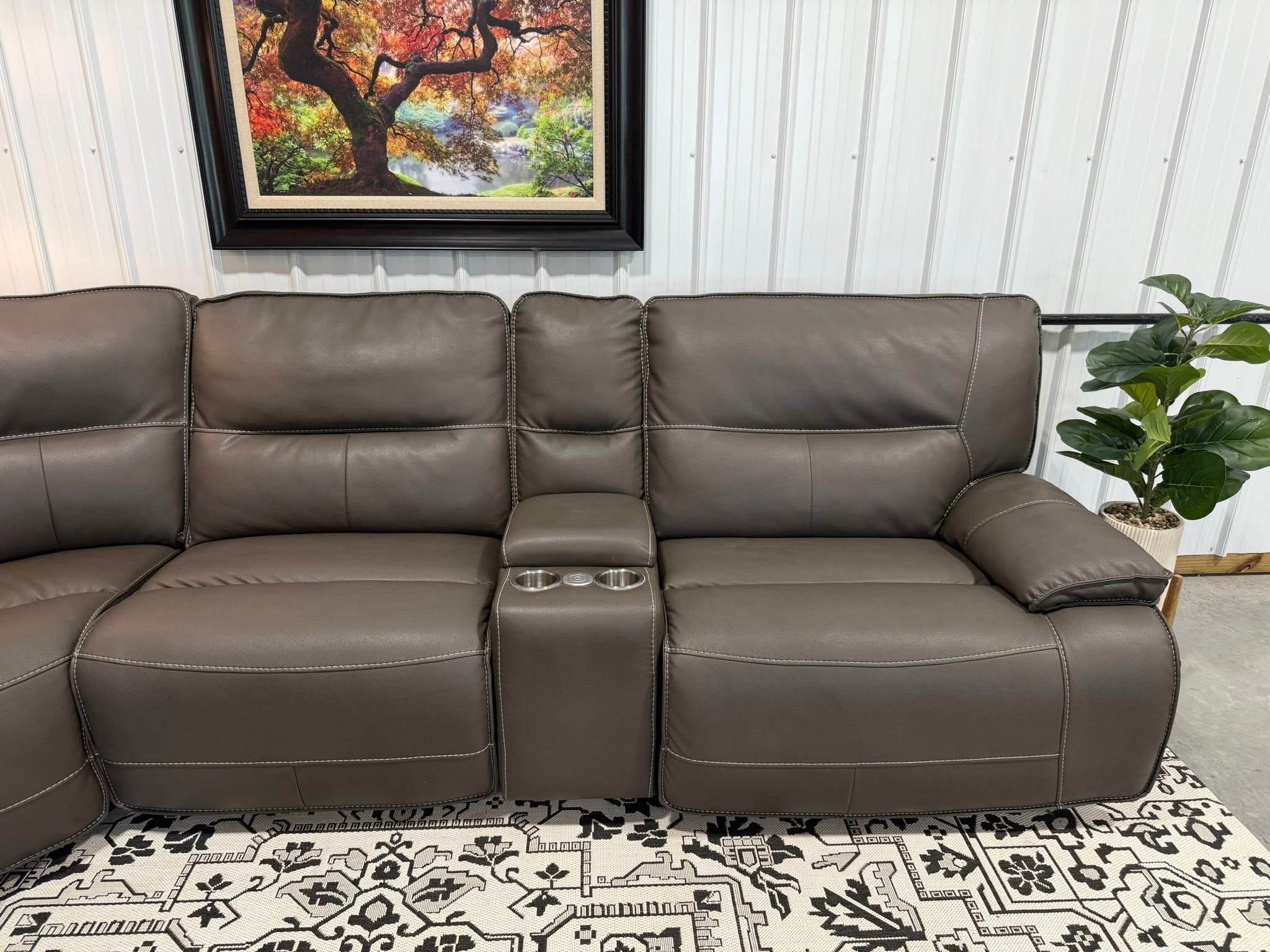 7 Piece Power Reclining Modular Leather Sectional