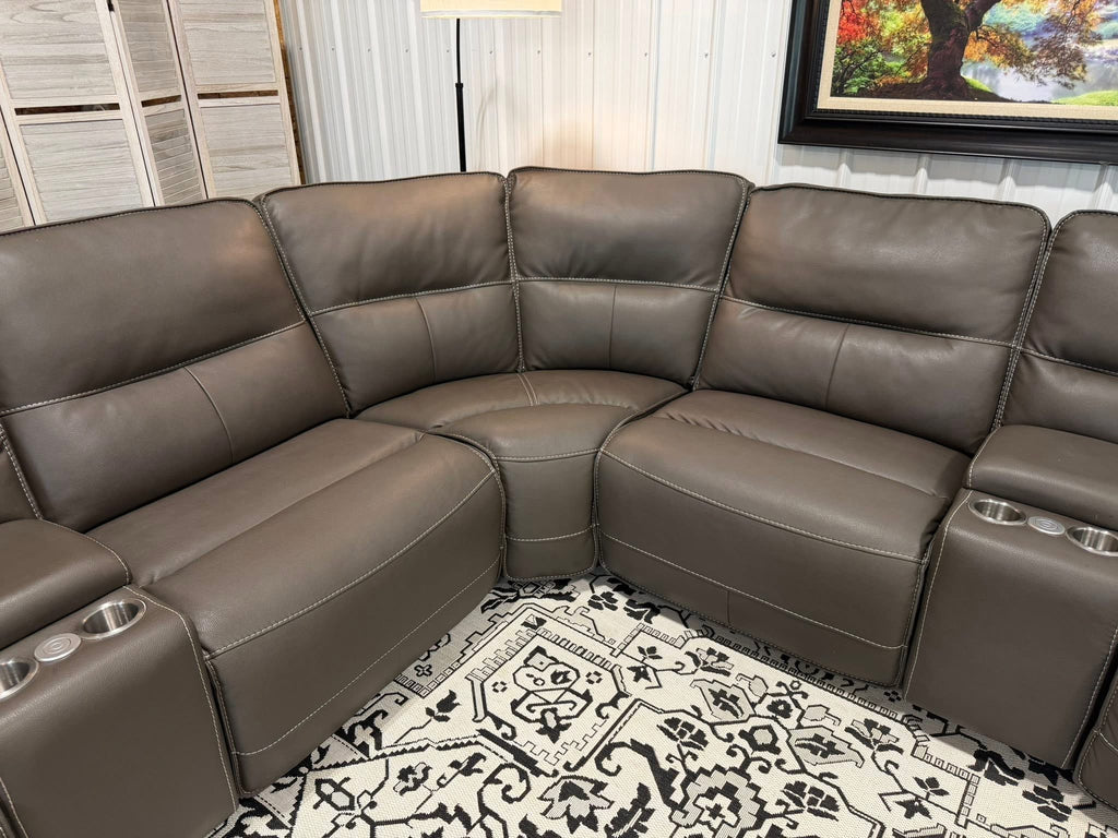 7 Piece Power Reclining Modular Leather Sectional