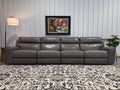 Gray Leather Reclining Sectional