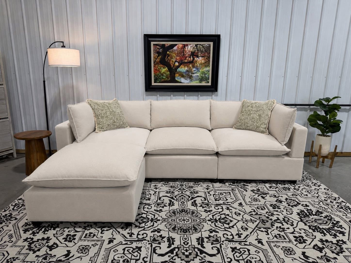 NEW 4 Piece Bellamia Luna CREAM Chenille Sectional