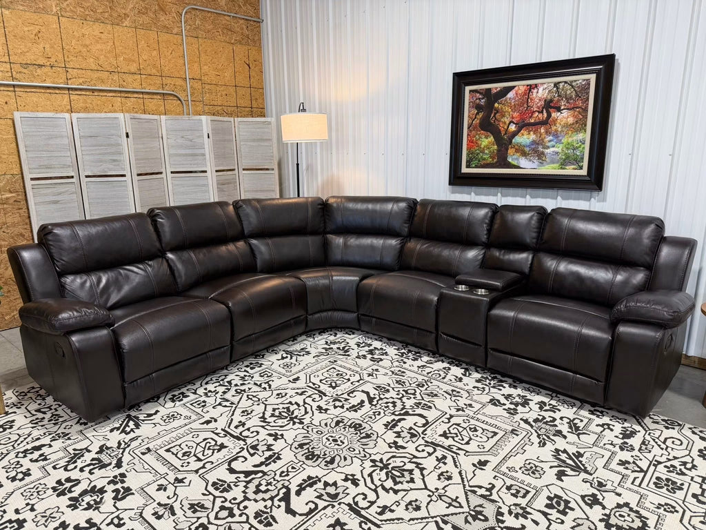 6 Piece Leather Reclining Sectional