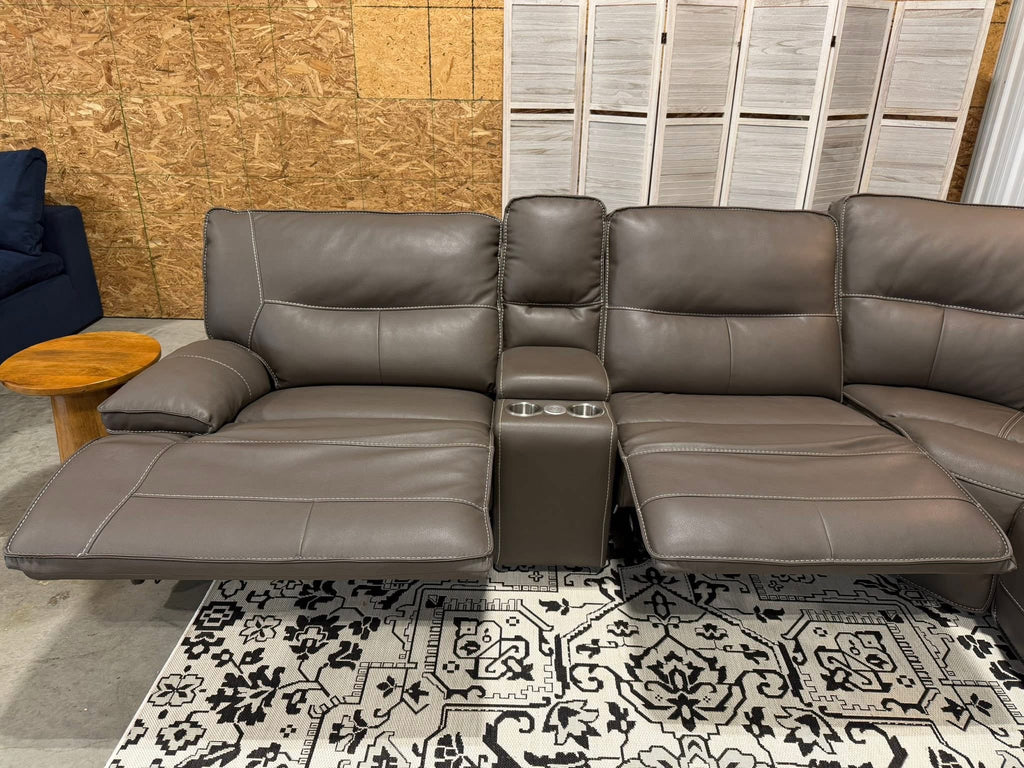 7 Piece Power Reclining Modular Leather Sectional