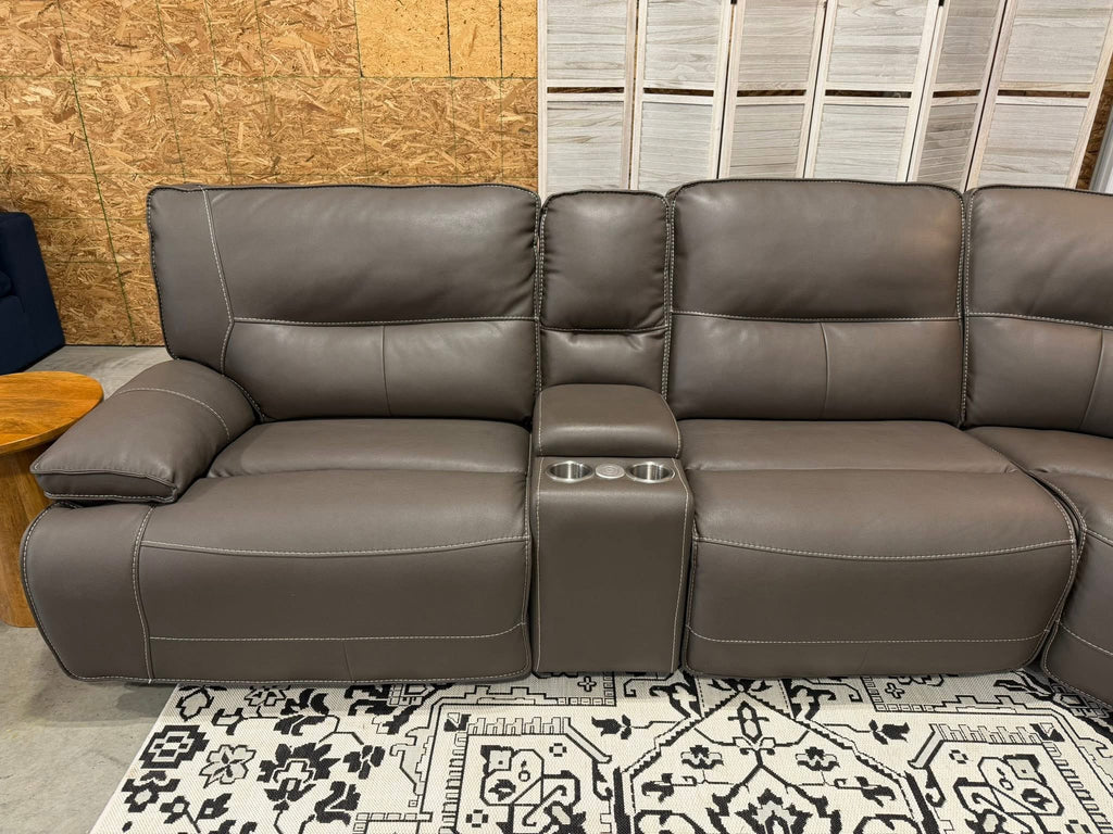 7 Piece Power Reclining Modular Leather Sectional