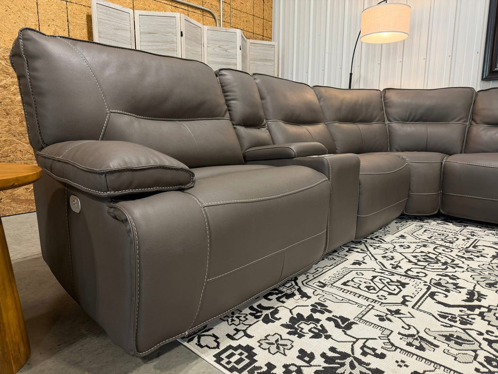 7 Piece Power Reclining Modular Leather Sectional