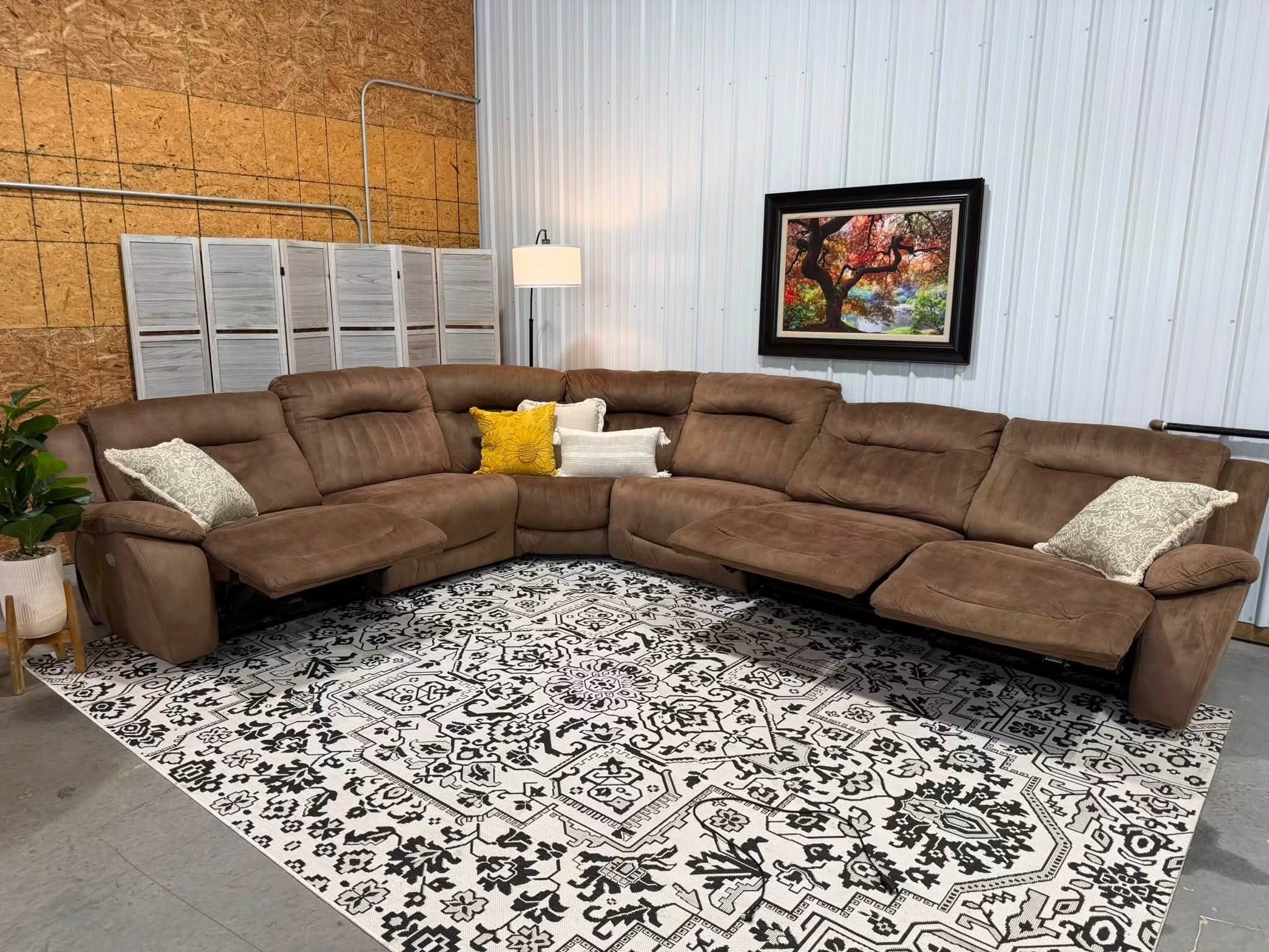 6 Piece Brown Power Reclining Modular Sectional