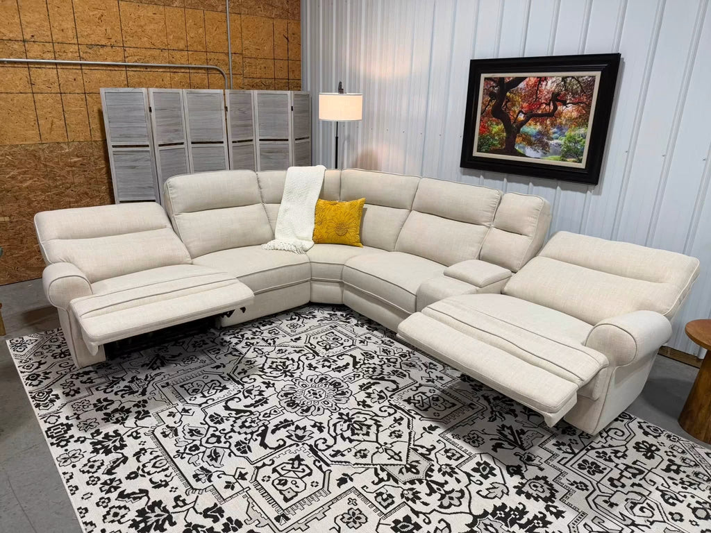 6 Piece Cream Power Reclining Modular Sectional by American Signature