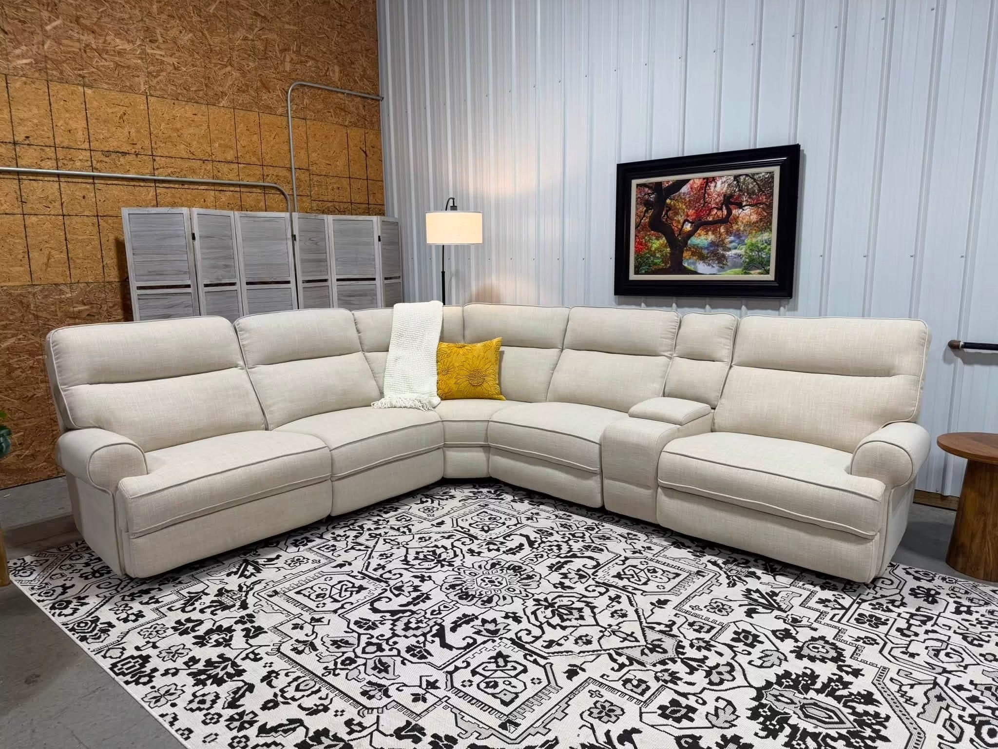 6 Piece Cream Power Reclining Modular Sectional by American Signature