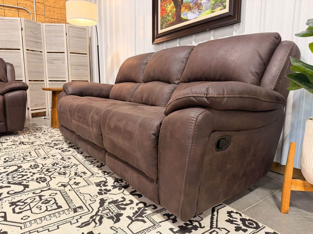 Like New Brown Reclining Sofa + Loveseat
