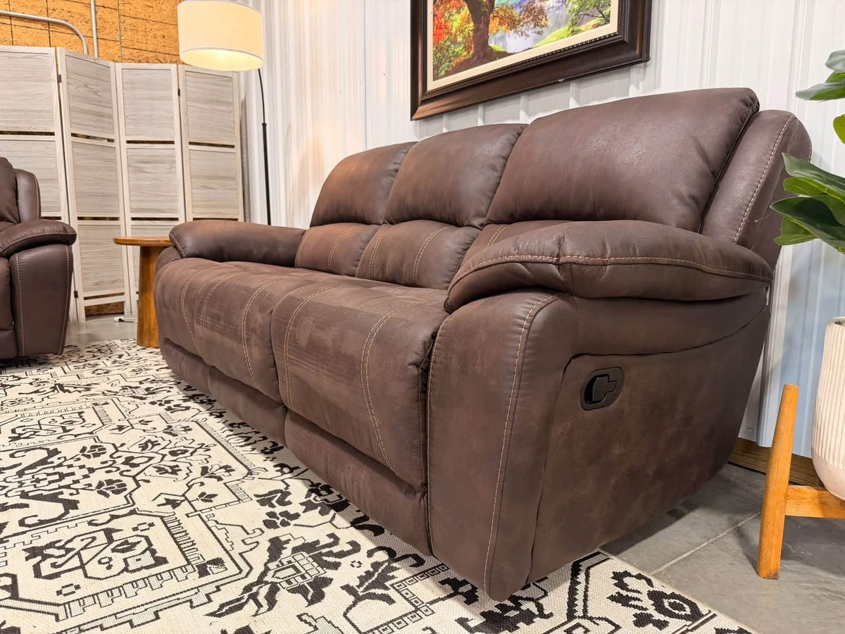 Like New Brown Reclining Sofa + Loveseat