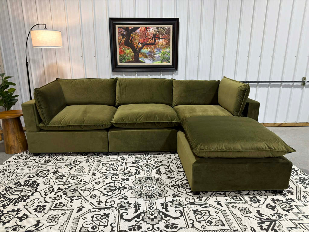 NEW Bellamia 4 Piece Modular Sectional GREEN