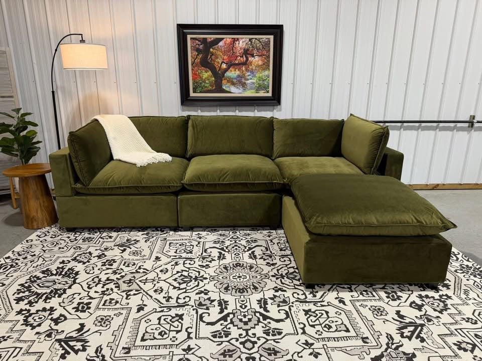 NEW Bellamia 4 Piece Modular Sectional GREEN