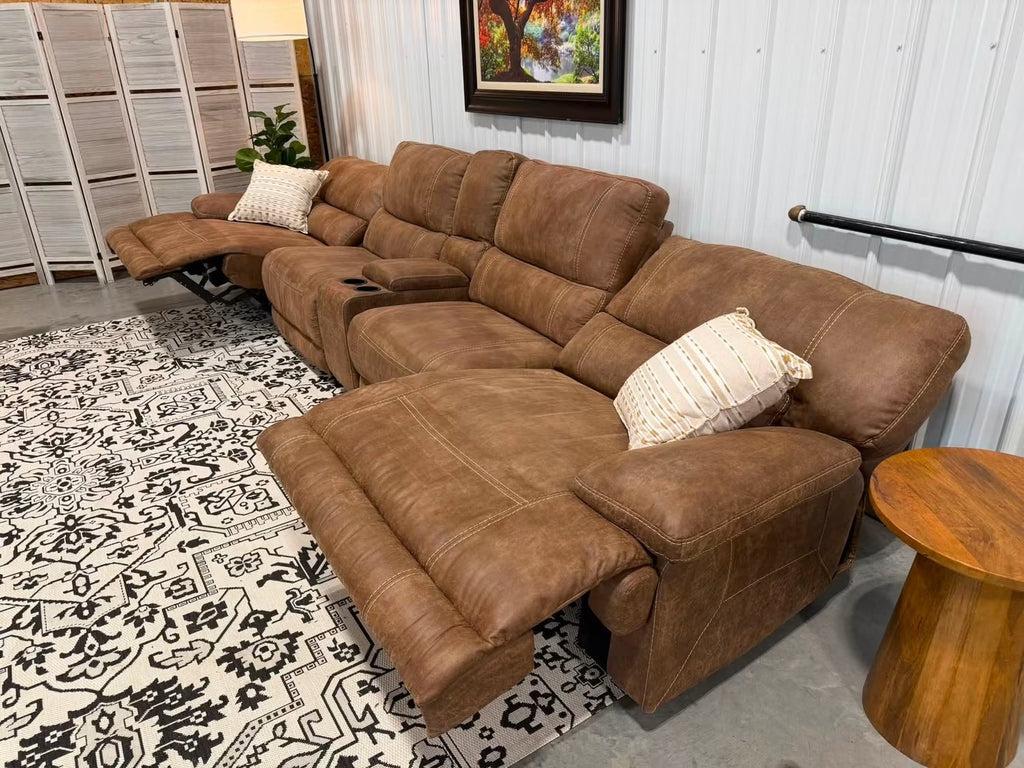5 Piece Brown Power Reclining Modular Sectional