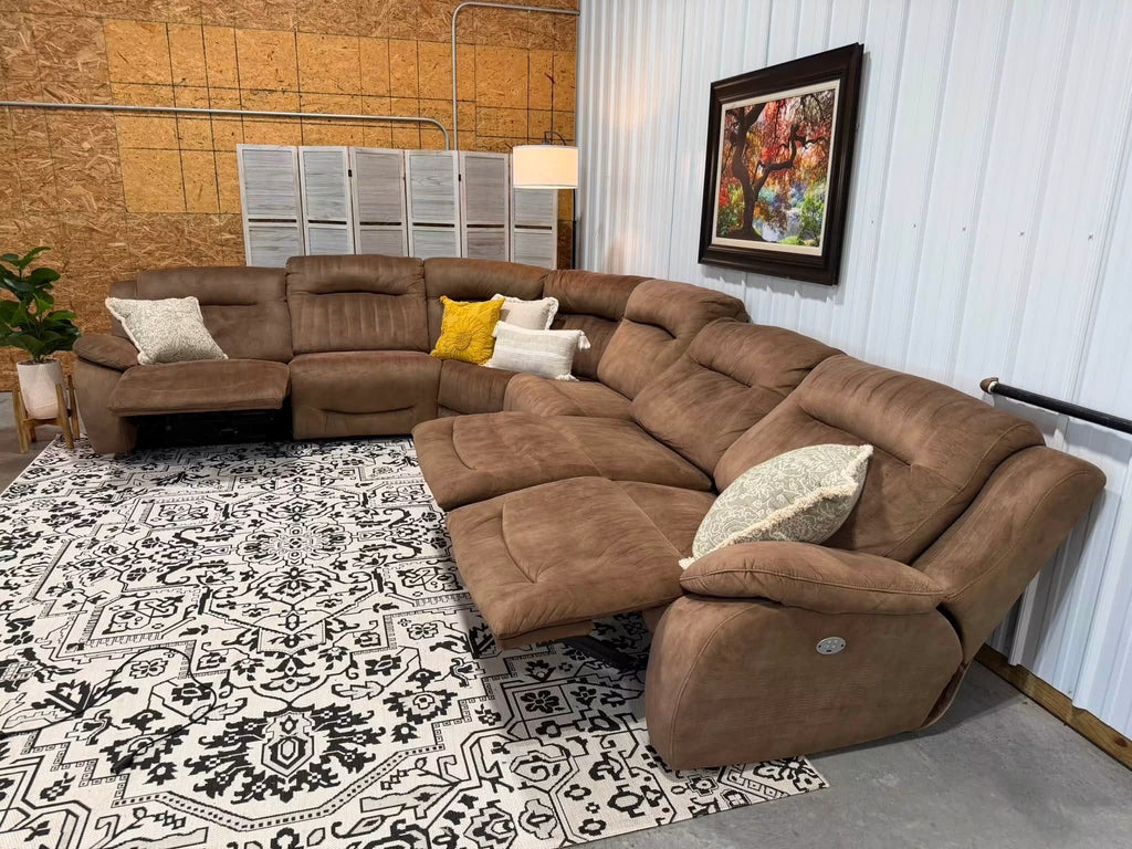 6 Piece Brown Power Reclining Modular Sectional