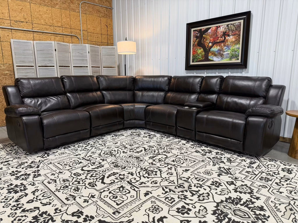 6 Piece Leather Reclining Sectional