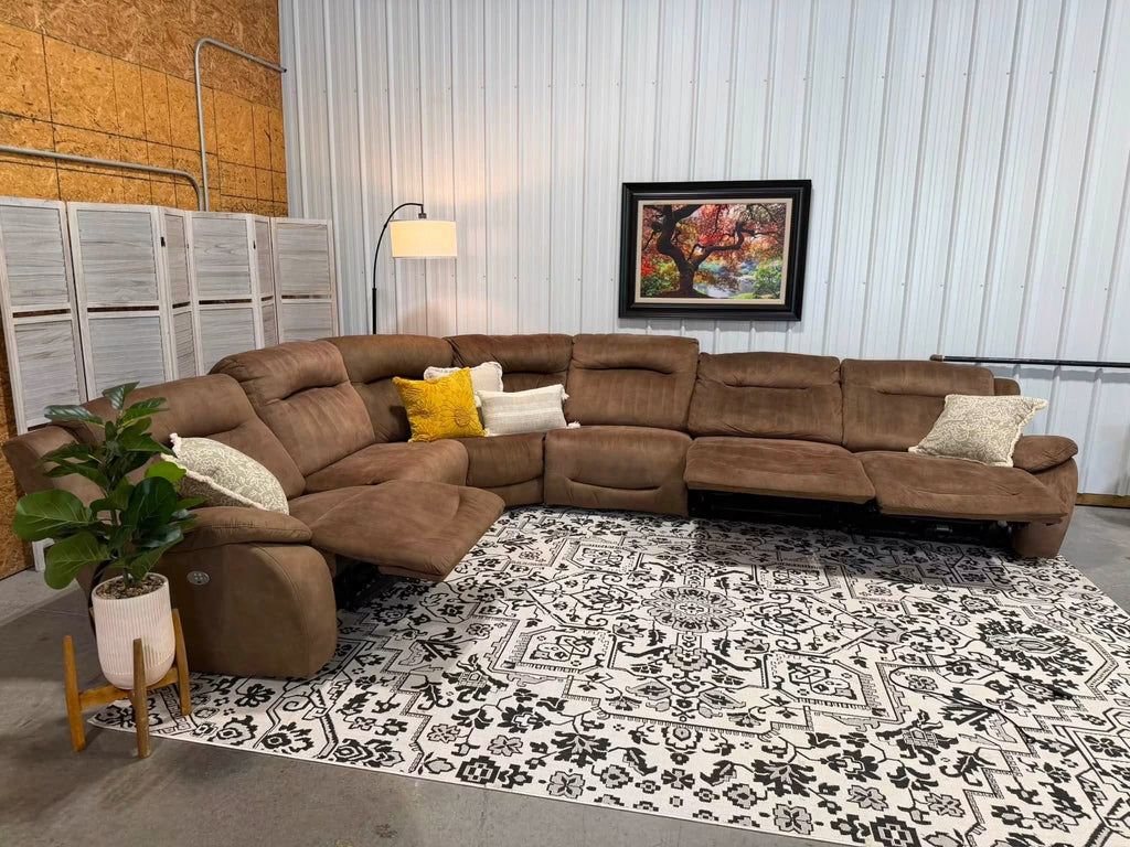 6 Piece Brown Power Reclining Modular Sectional