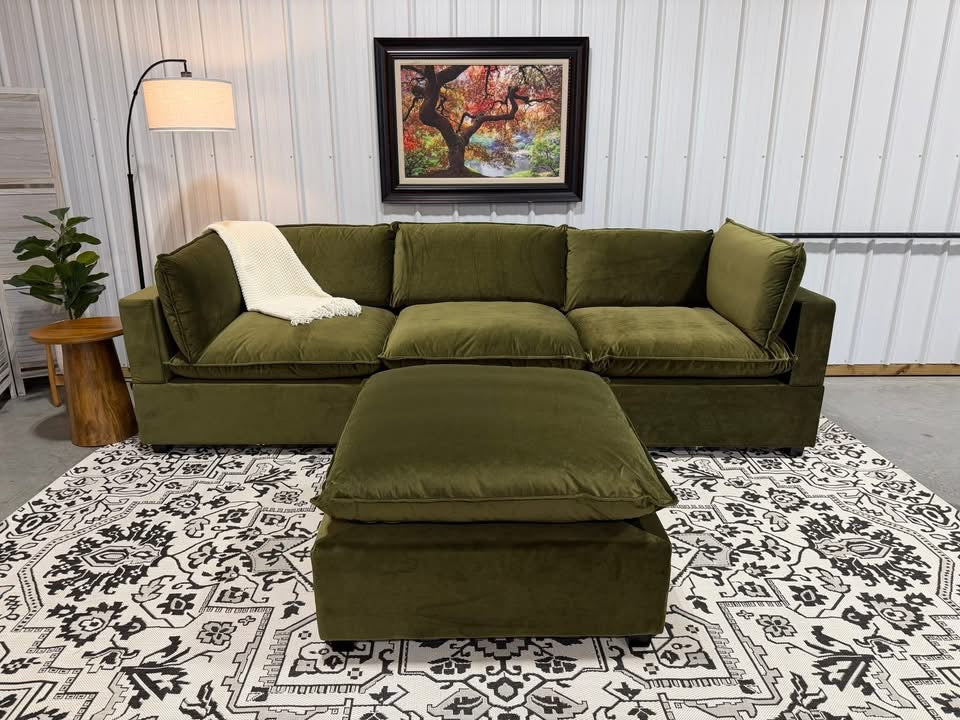 NEW Bellamia 4 Piece Modular Sectional GREEN