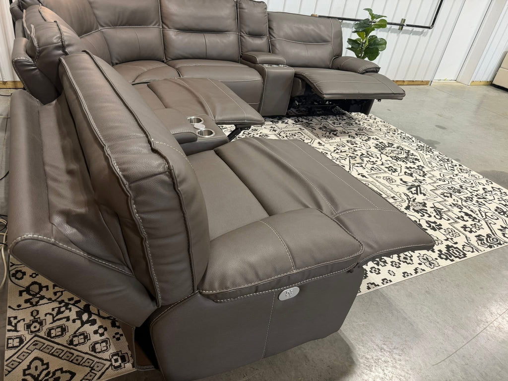7 Piece Power Reclining Modular Leather Sectional
