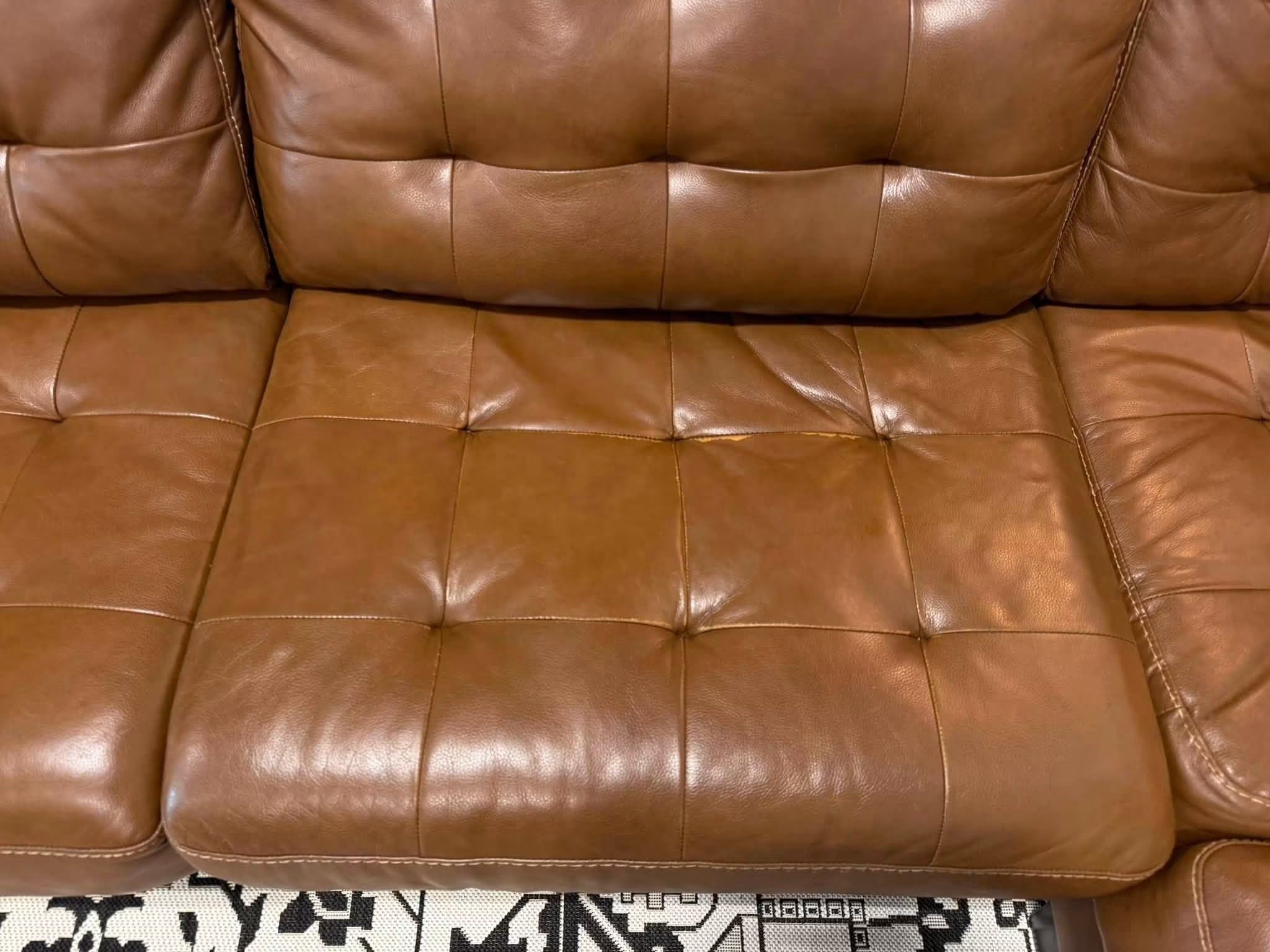 4 Piece Cognac Genuine Leather Sectional w/ Chaise