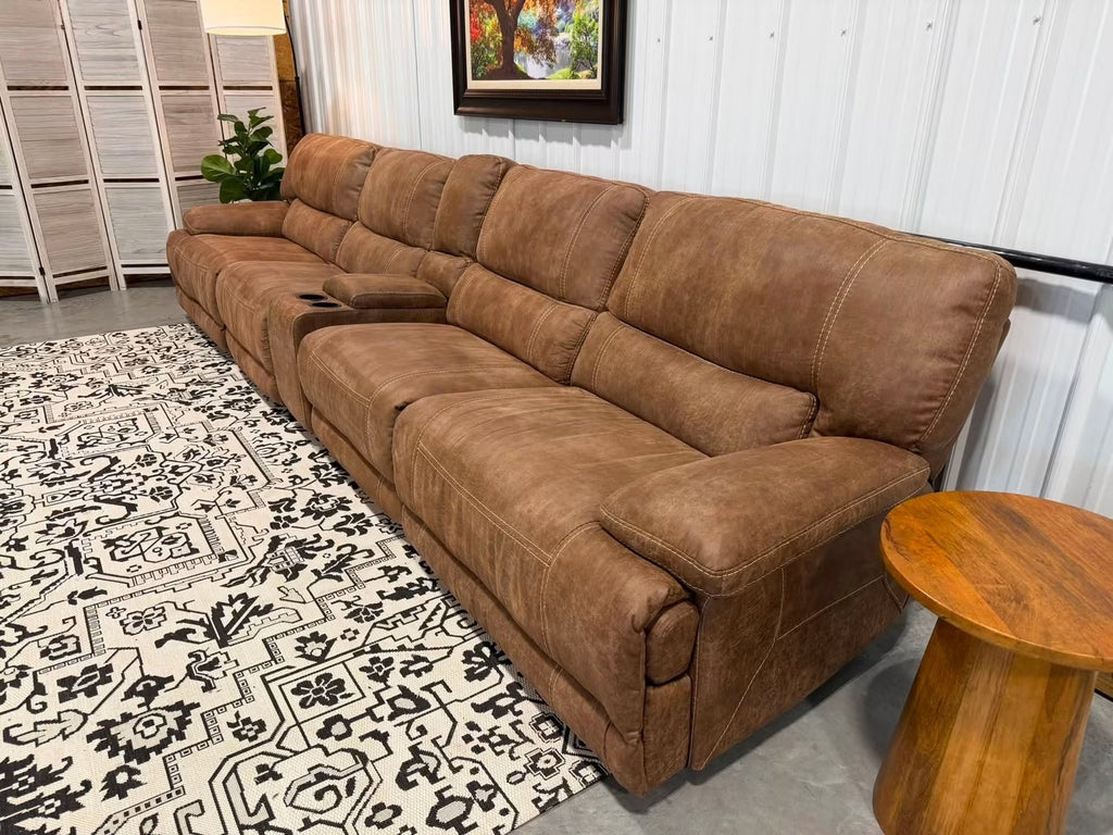 5 Piece Brown Power Reclining Modular Sectional