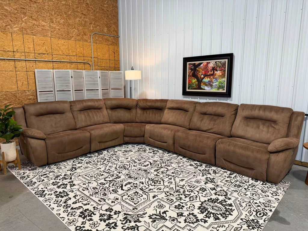 6 Piece Brown Power Reclining Modular Sectional