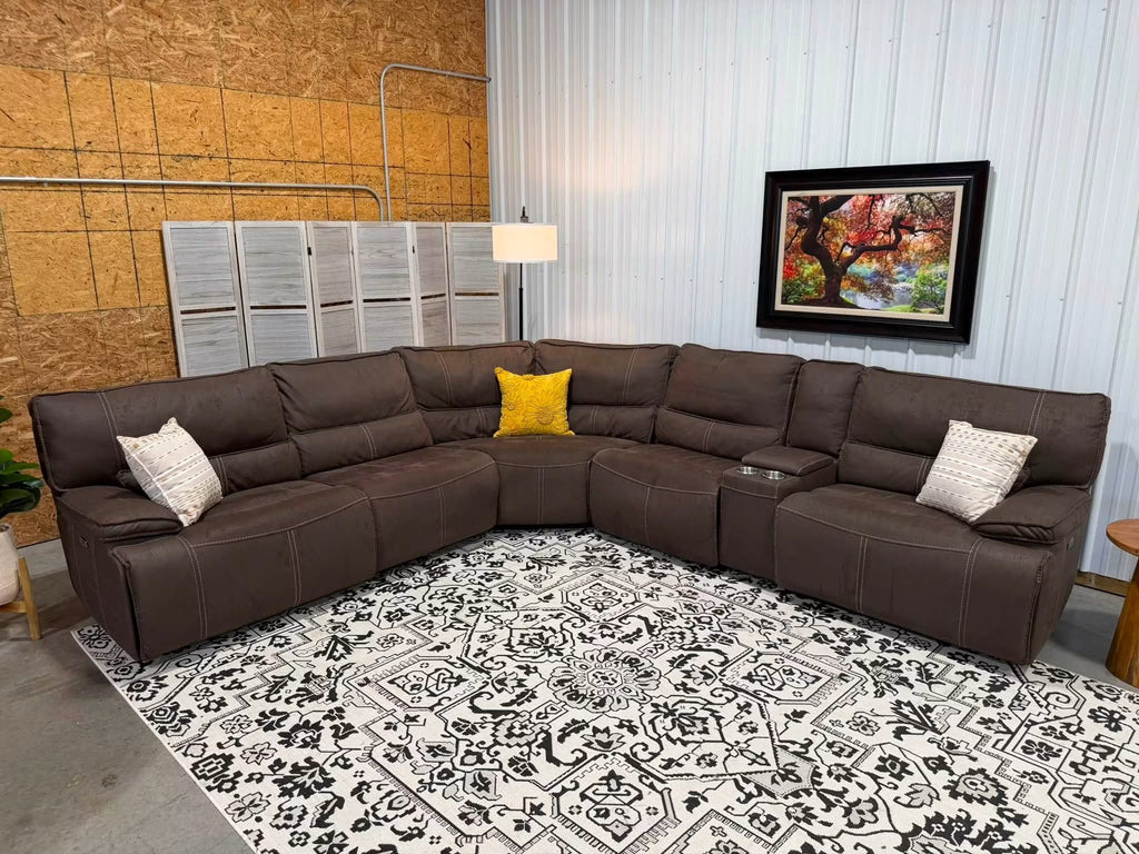 6 Piece Brown Power Reclining Modular Sectional