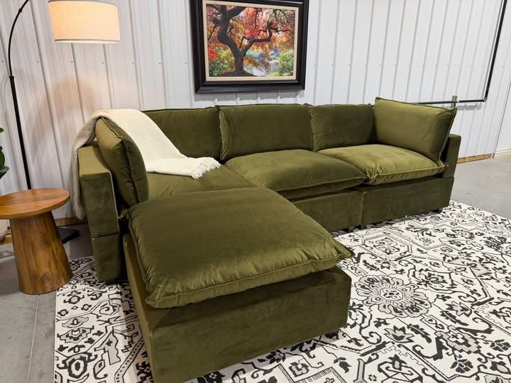 NEW Bellamia 4 Piece Modular Sectional GREEN