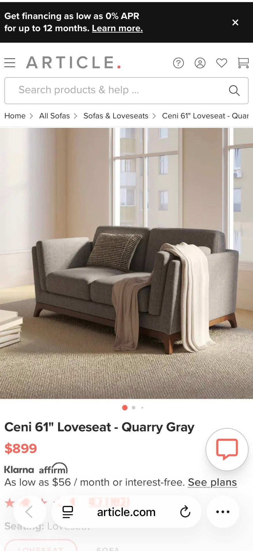 NEW Article “Centi” Loveseat