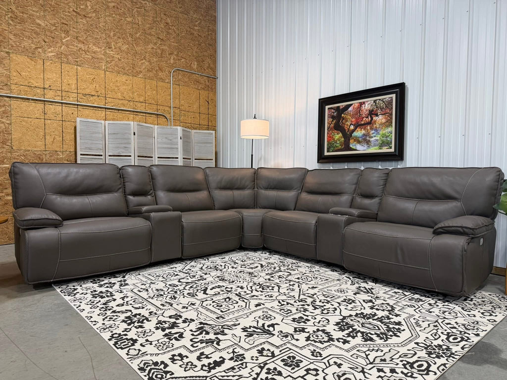 7 Piece Power Reclining Modular Leather Sectional