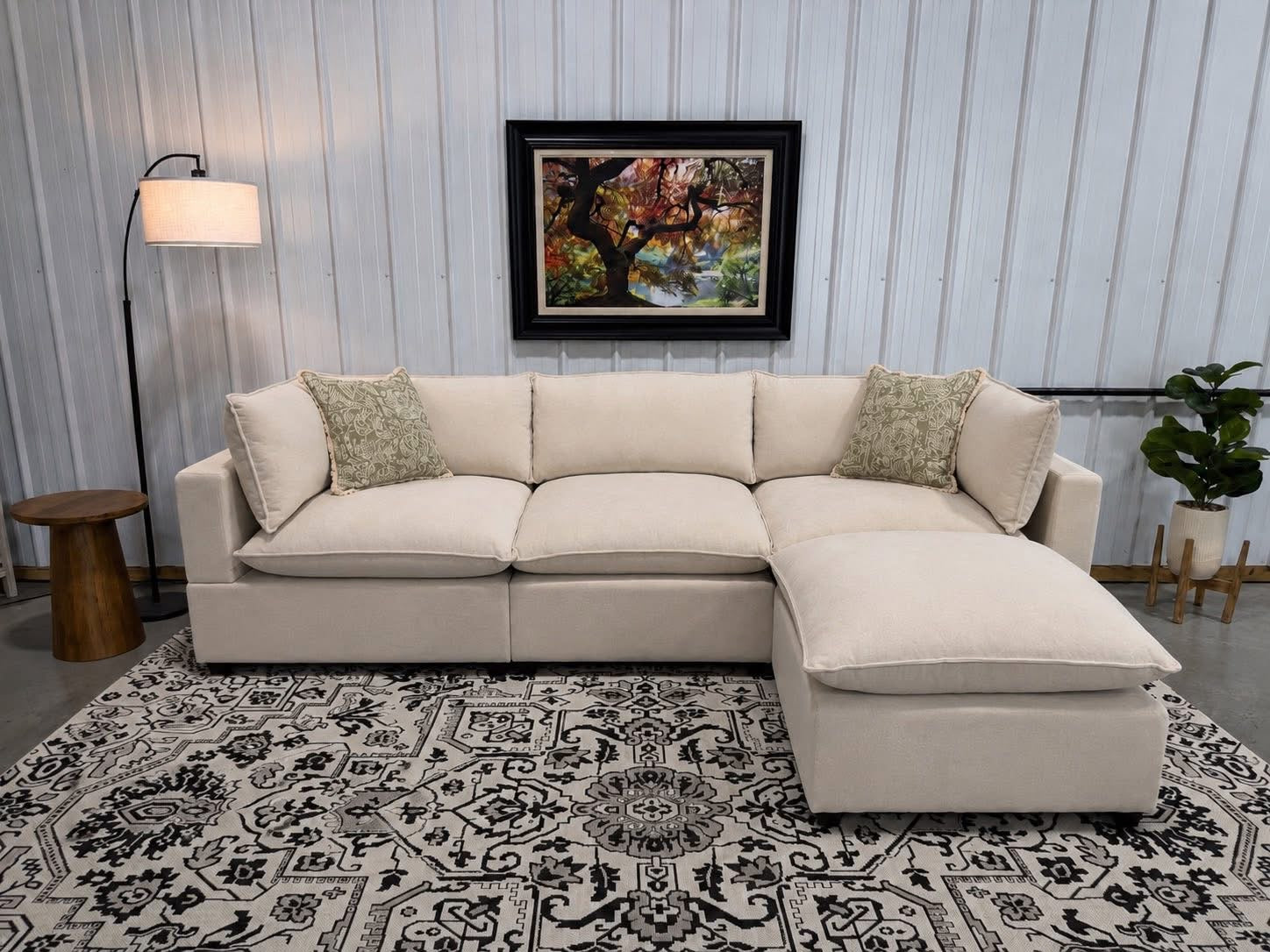NEW 4 Piece Bellamia Luna CREAM Chenille Sectional