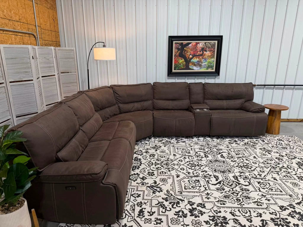 6 Piece Brown Power Reclining Modular Sectional