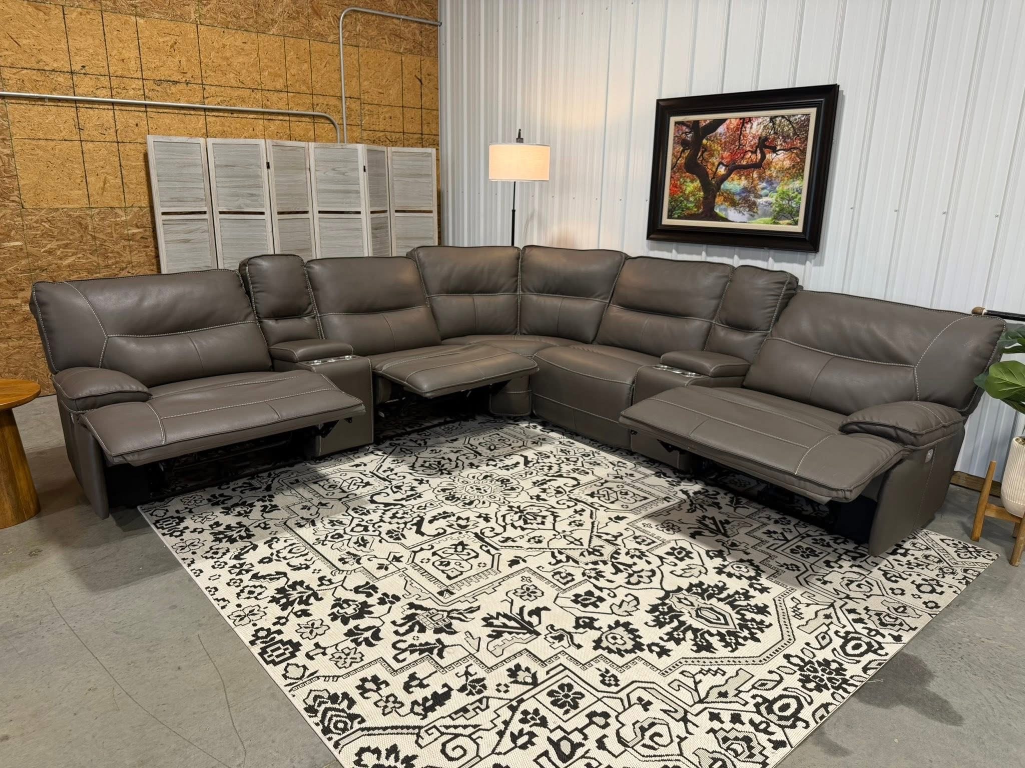 7 Piece Power Reclining Modular Leather Sectional