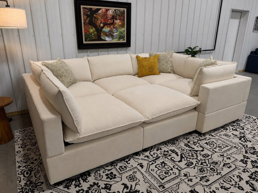 NEW 6 Piece Bellamia Luna CREAM Chenille Sectional