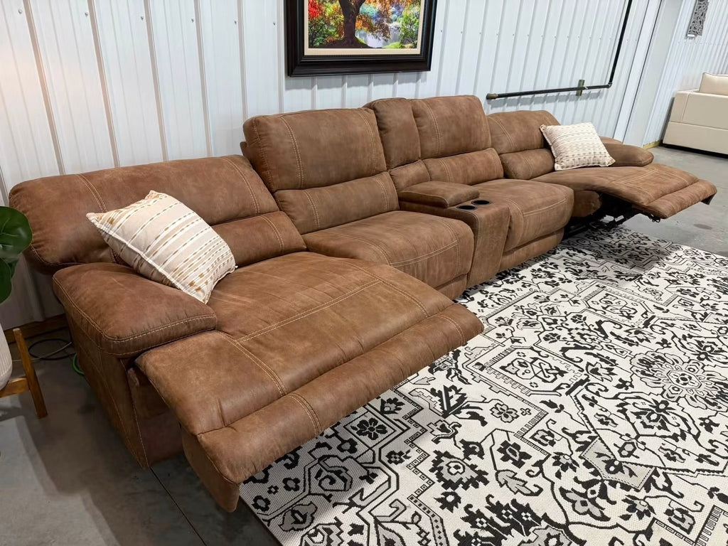 5 Piece Brown Power Reclining Modular Sectional