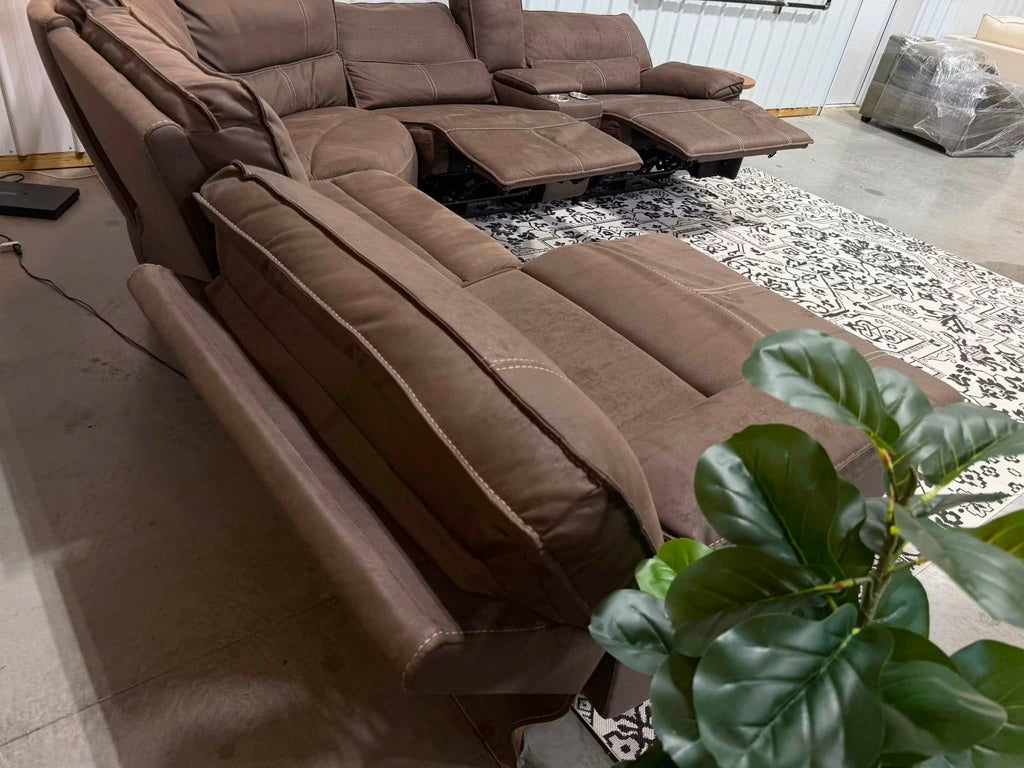 6 Piece Brown Power Reclining Modular Sectional