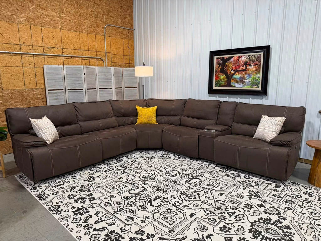 6 Piece Brown Power Reclining Modular Sectional
