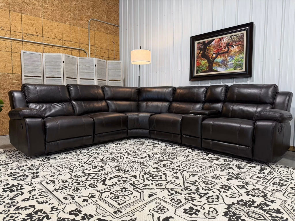 6 Piece Leather Reclining Sectional