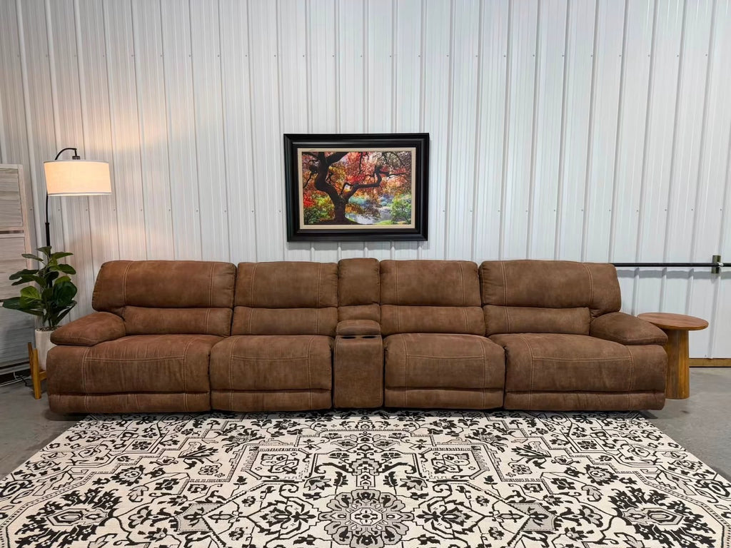 5 Piece Brown Power Reclining Modular Sectional