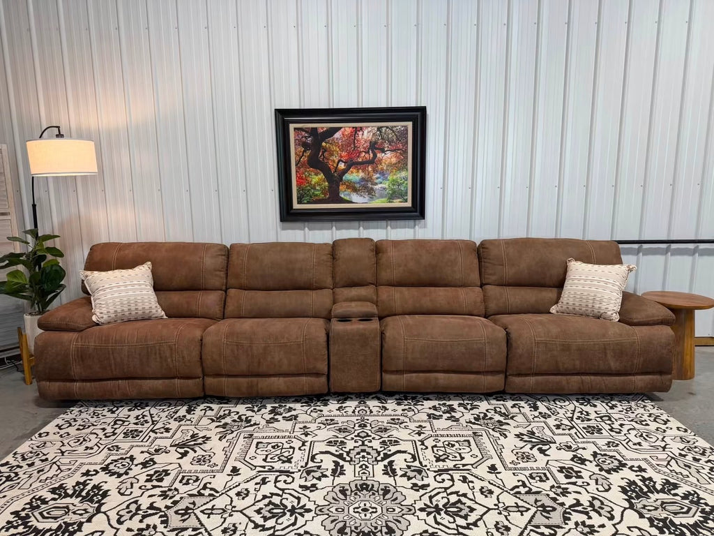 5 Piece Brown Power Reclining Modular Sectional