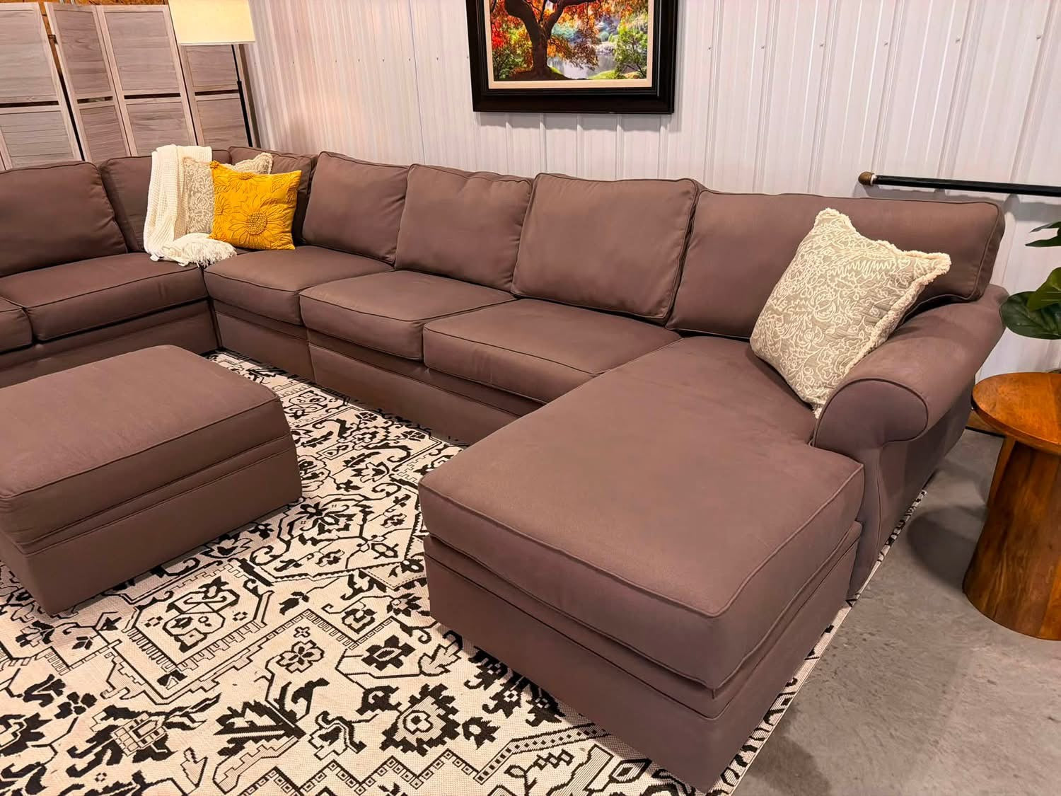 Extra Large 6 Piece Taupe Sectional + Storage Ottoman