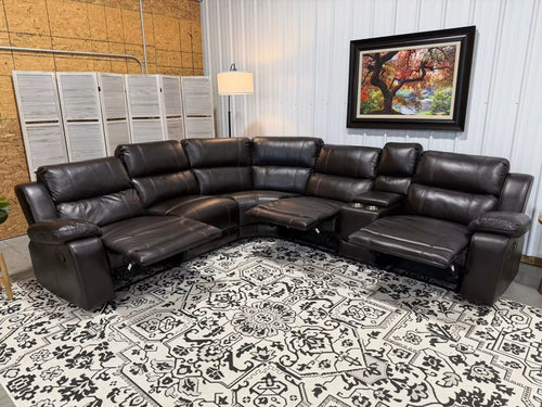 6 Piece Leather Reclining Sectional