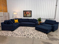 2 Piece Navy Blue Sectional + Oversized Chair & Ottoman