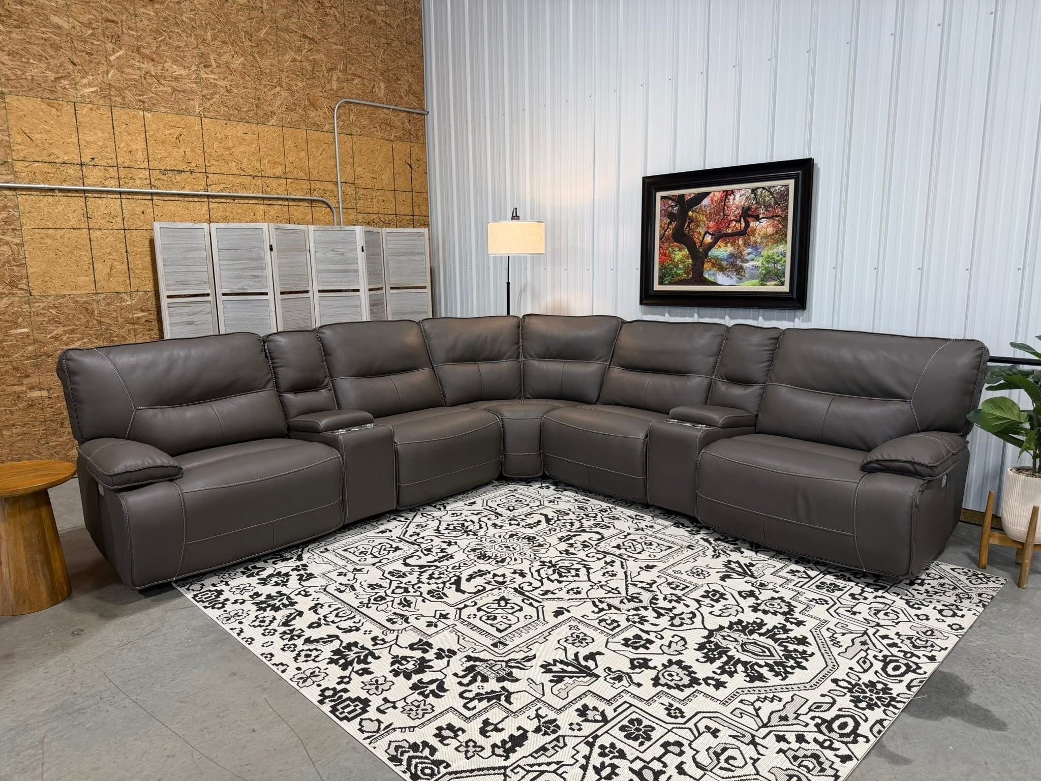 7 Piece Power Reclining Modular Leather Sectional