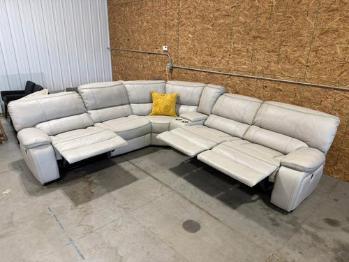 6 Piece Ivory Vegan Leather Sectional