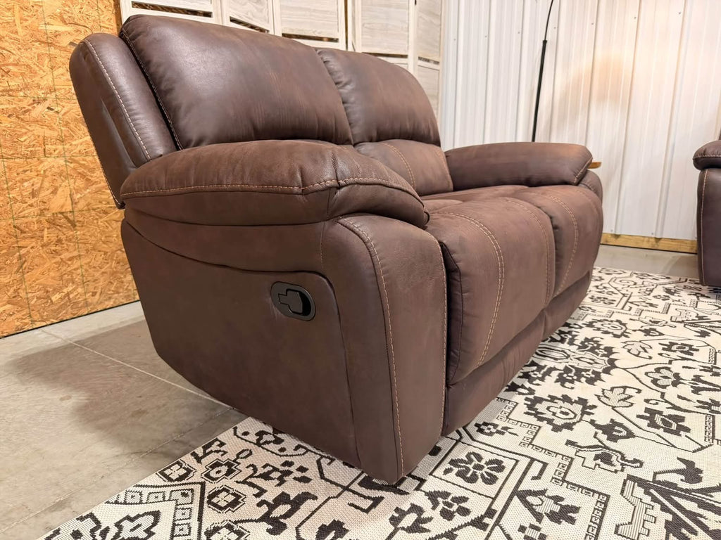 Like New Brown Reclining Sofa + Loveseat