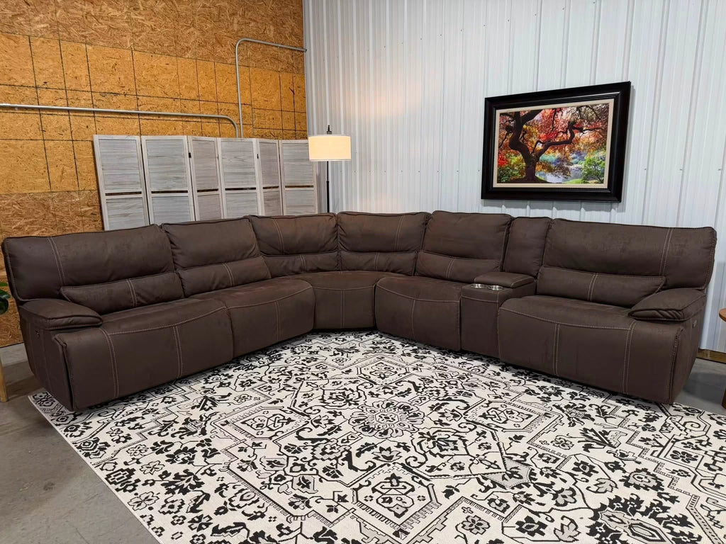 6 Piece Brown Power Reclining Modular Sectional