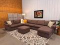 Extra Large 6 Piece Taupe Sectional + Storage Ottoman